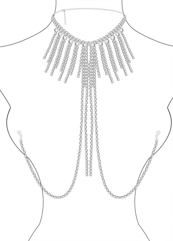 Sexy Rhinestone Non Piercing Nipple Chain Necklace for Women Crystal Tassel Chest Chain Body Jewelry Festival Rave Nipple Accessories Jewelry - 图片 2