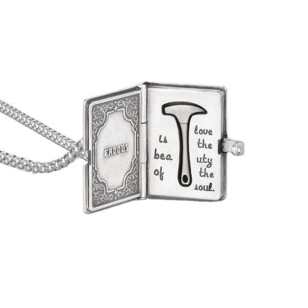 Shawshank Redemption Pendant Book Bible Hammer Necklace Boys Inspirational Movie Student Retro Thai Silver Couple - 图片 5