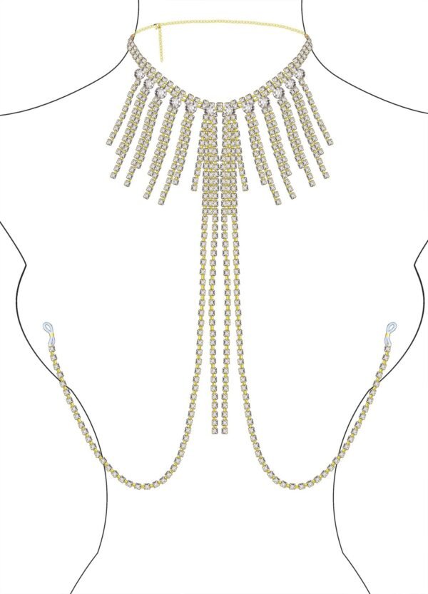 Sexy Rhinestone Non Piercing Nipple Chain Necklace for Women Crystal Tassel Chest Chain Body Jewelry Festival Rave Nipple Accessories Jewelry - 图片 4