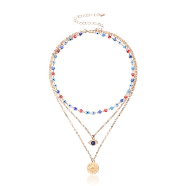 Evil Eye Necklace Gold Layered Necklace for Women Long Necklaces Gold Choker Necklaces Y Shape Pendant Necklace Multilayer BlueEye Necklace for Women - 图片 2