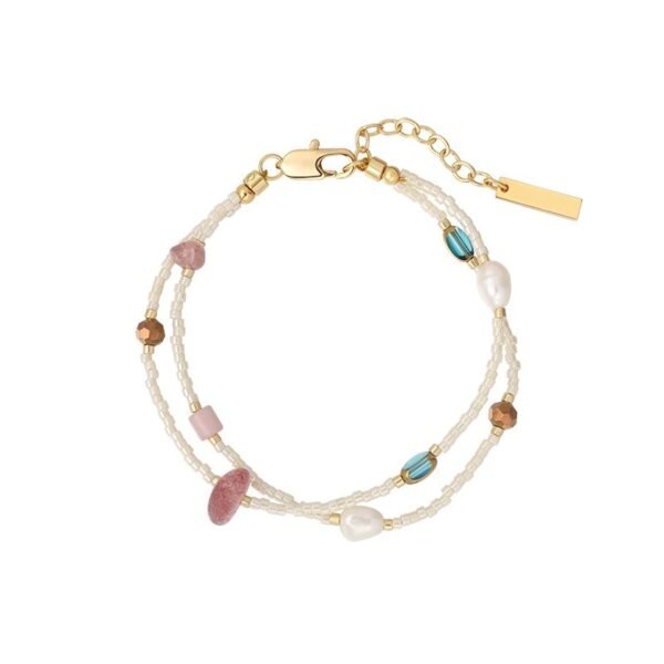 Natural stone freshwater pearl double-layer bracelet for women, light luxury, high-end, retro temperament, beaded hand jewelry, niche and exquisite - 图片 5