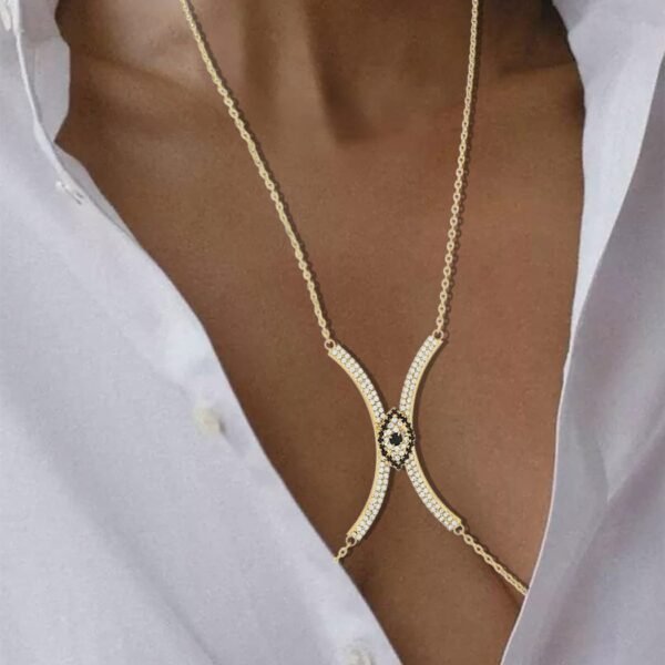 Rhinestone Body Chain Crystal Bikini Body Jewelry Heart Layered Body necklaces Nightclub Waist Belly Chain for Women - 图片 4