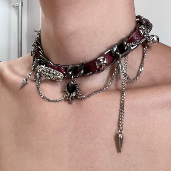 Christmas PU Leather Choker Goth Choker Collar Chain Rivet Choker Necklace Punk Necklace Jewelry Nightclub - 图片 2