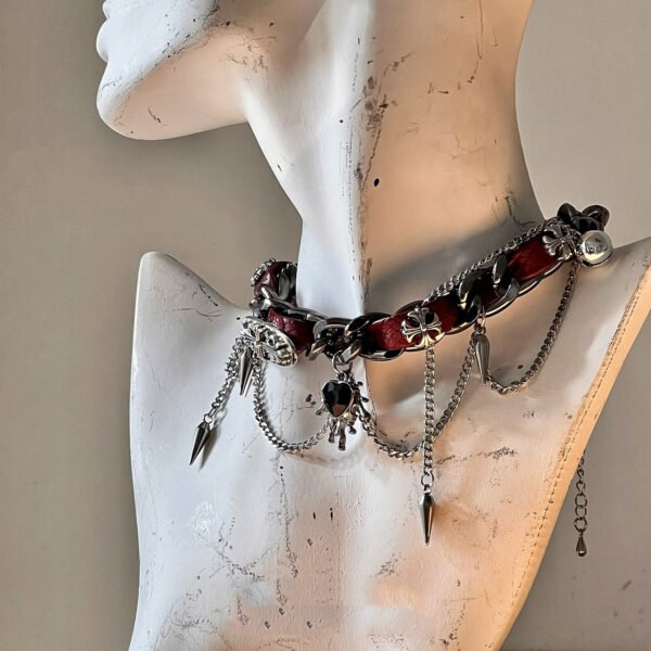 Christmas PU Leather Choker Goth Choker Collar Chain Rivet Choker Necklace Punk Necklace Jewelry Nightclub - 图片 3