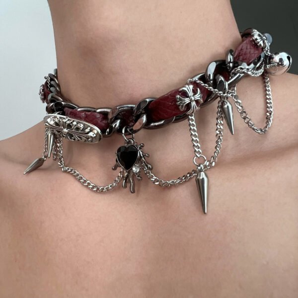 Christmas PU Leather Choker Goth Choker Collar Chain Rivet Choker Necklace Punk Necklace Jewelry Nightclub