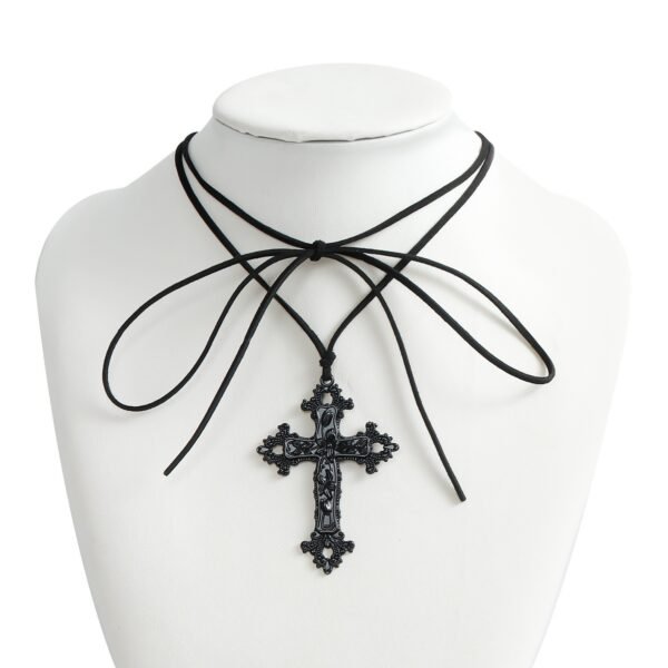 cross-border jewelry, dark gothic style cross, love Korean velvet clavicle chain, sweet cool hot girl Y2K necklace - 图片 4