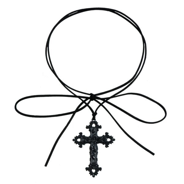 cross-border jewelry, dark gothic style cross, love Korean velvet clavicle chain, sweet cool hot girl Y2K necklace - 图片 5