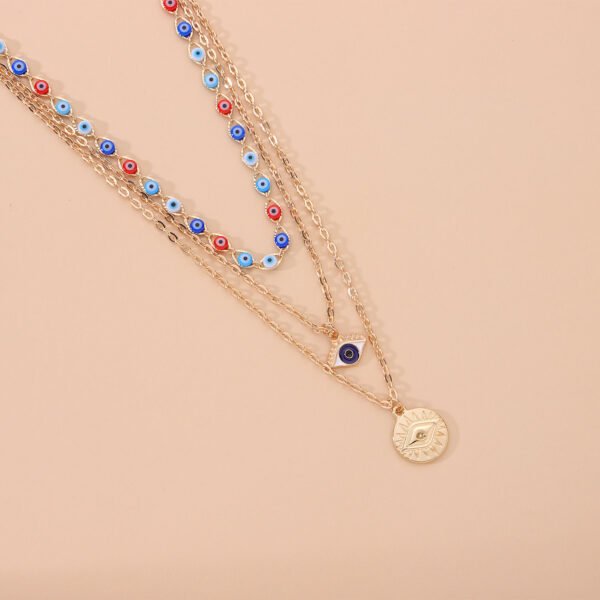 Evil Eye Necklace Gold Layered Necklace for Women Long Necklaces Gold Choker Necklaces Y Shape Pendant Necklace Multilayer BlueEye Necklace for Women - 图片 4