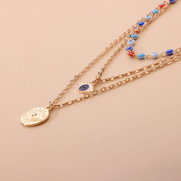 Evil Eye Necklace Gold Layered Necklace for Women Long Necklaces Gold Choker Necklaces Y Shape Pendant Necklace Multilayer BlueEye Necklace for Women - 图片 5