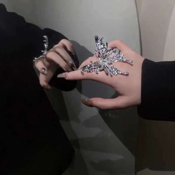 Antique Butterfly Moth Adjustable Ring, Vintage Ring Cool Style, Jewelry for Men Women - 图片 3