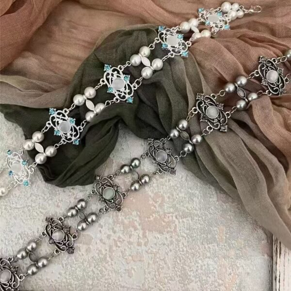 Hot girl y2k sweet cool crystal pearl necklace niche light luxury design high-end choker necklace clavicle chain for women - 图片 4